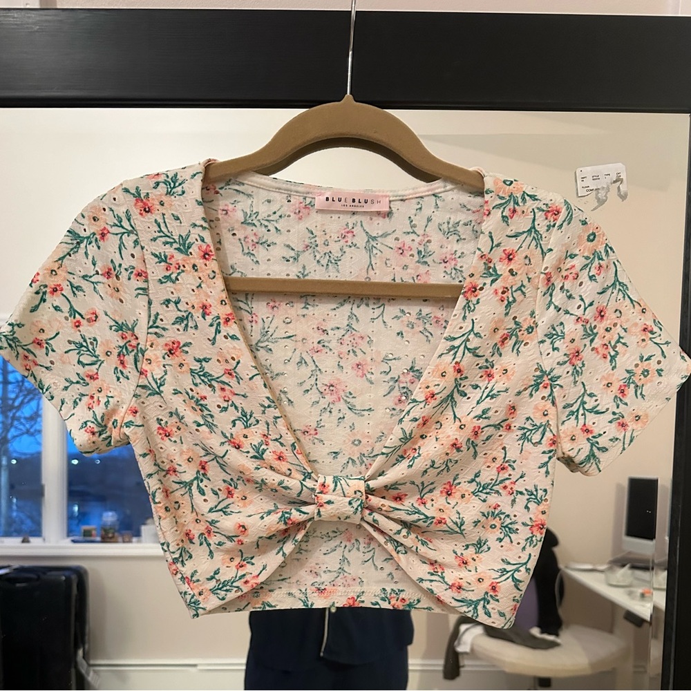 Floral set , cropped top , flare pants